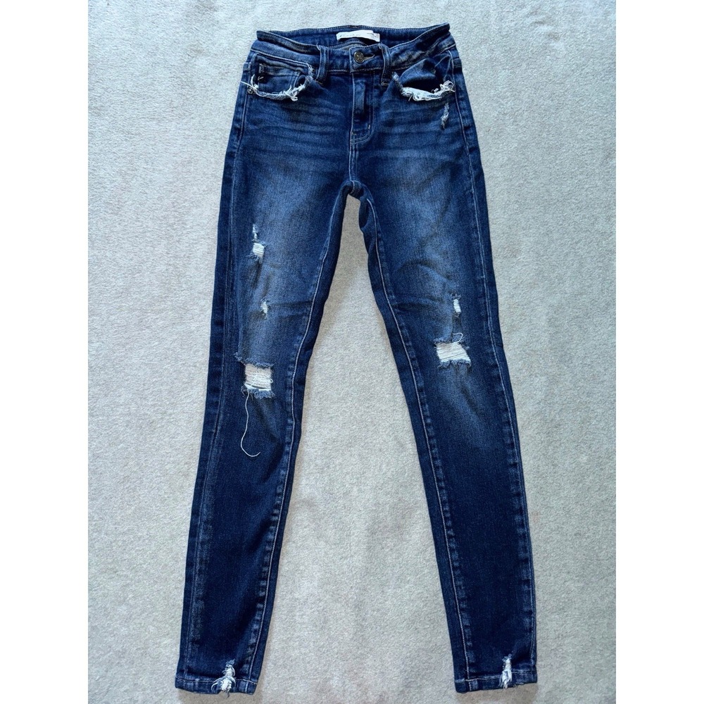 KanCan Women's Distressed Denim Blue Skinny Jeans Size 24